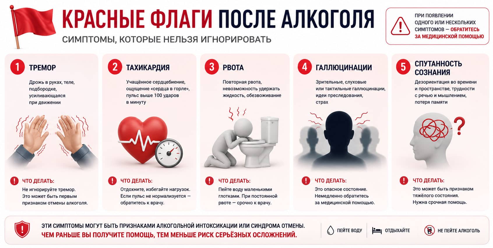 Красные флаги после алкоголя